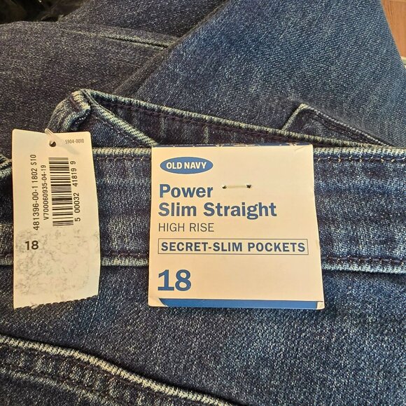 Old Navy Jeans Size 18 Distressed Power Slim Straight High Rise Ankle NWT JJ3846 - Picture 4 of 10